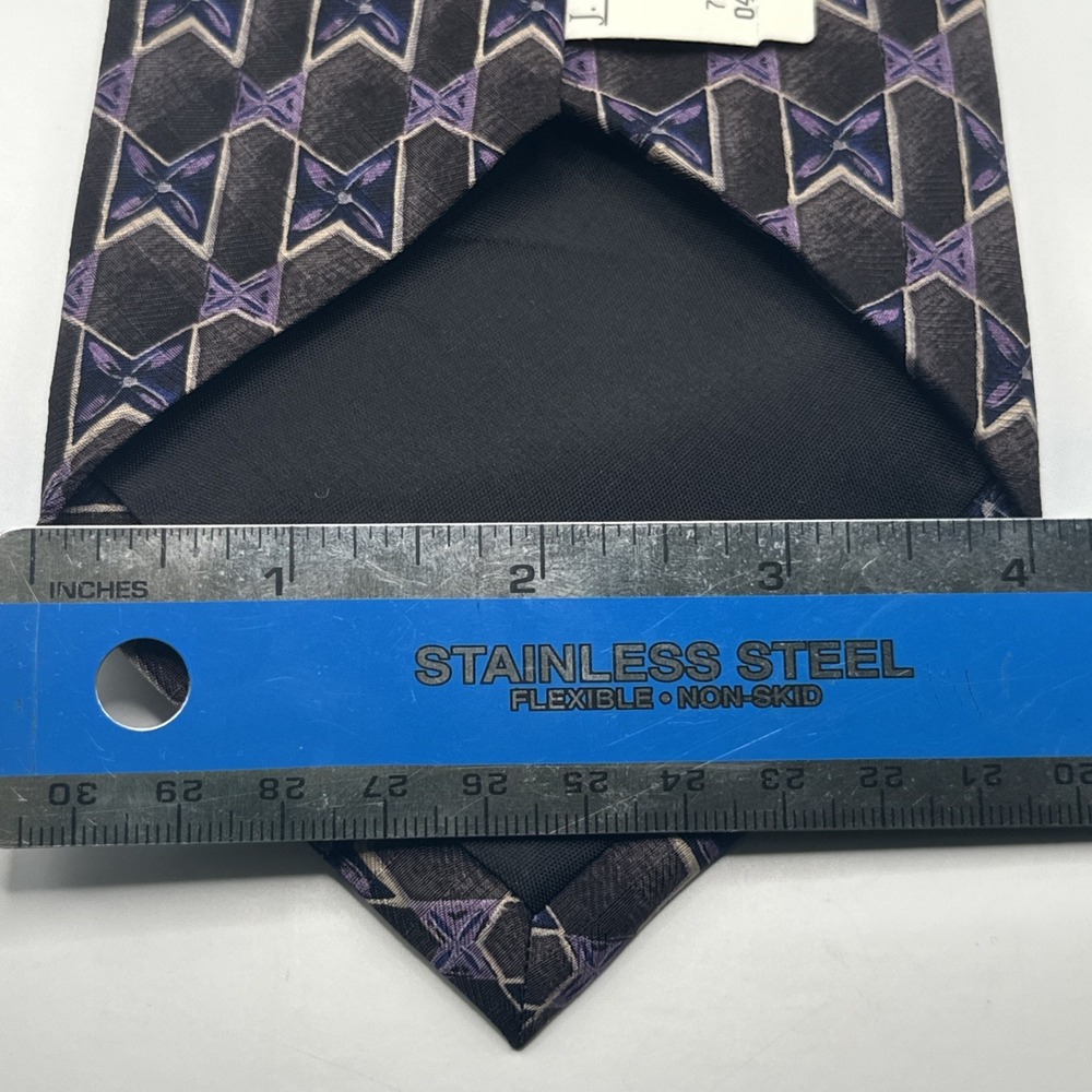 JZ RICHARDS NORDSTROM BLACK /BLUE/PURPLE GEOMETRIC 100% SILK NECK TIE USA NEW - Picture 3 of 4